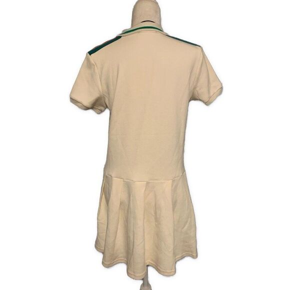 Gucci Womens Ivory Green Red Sport Tennis Short Sleeve Mini Dress Large - Picture 2 of 7